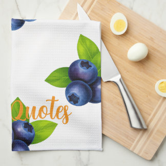 Paño De Cocina Patrón Botánico de Arándano en Acuarela Azul