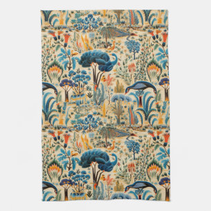 Paño De Cocina Patrón Botánico de Aves Exóticas Chinoiserie (6)
