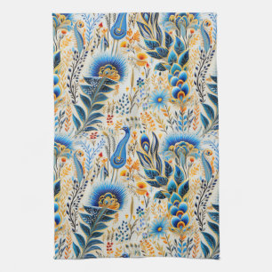 Paño De Cocina Patrón Botánico de Aves Exóticas Chinoiserie (9)