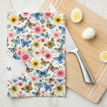 Paño De Cocina Patrón botánico floral de acuarela monogramado<br><div class="desc">Toalla de cocina monogramada de patrón botánico floral de acuarela. Añade tu propio monograma para personalizar.</div>