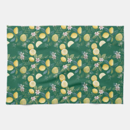Paño De Cocina Patrón Botánico Floral de Limón Fresco