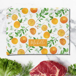 Paño De Cocina Patrón Botánico Floral de Verano con Cítrico Naran