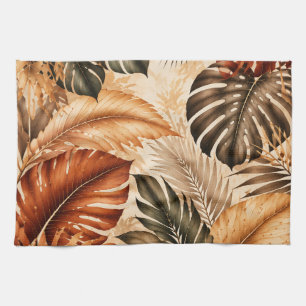 Paño De Cocina Patrón Botánico Monstera Tropical de Otoño