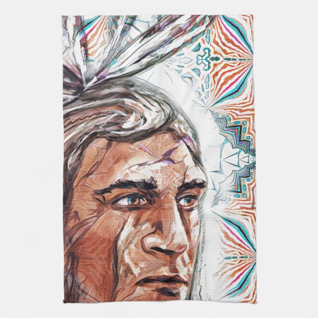 Paño De Cocina Patrón cacique y fractal (Vertical)