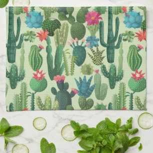 Paño De Cocina Patrón Cacti Verde Verde azulado en Blogueo