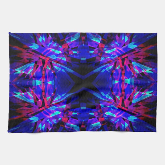 Paño De Cocina Patrón caleidoscopio azul y rojo (Horizontal)