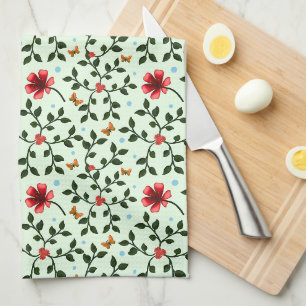 Paño De Cocina Patrón caprichoso de flores folk mariposa 