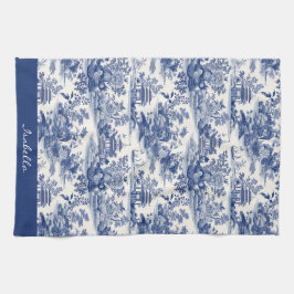 Paño De Cocina Patrón Chinoiserie personalizado Pagoda Azul Blanc