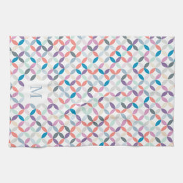 Paño De Cocina Patrón circular de cuartos de tono frío monograma