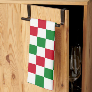 Paño De Cocina Patrón clásico de ajedrez de Navidad