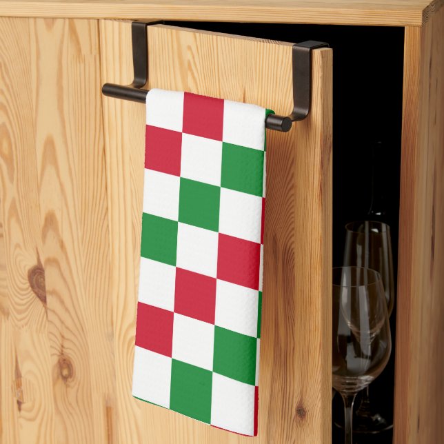 Paño De Cocina Patrón clásico de ajedrez de Navidad (Pliegue de tercios)