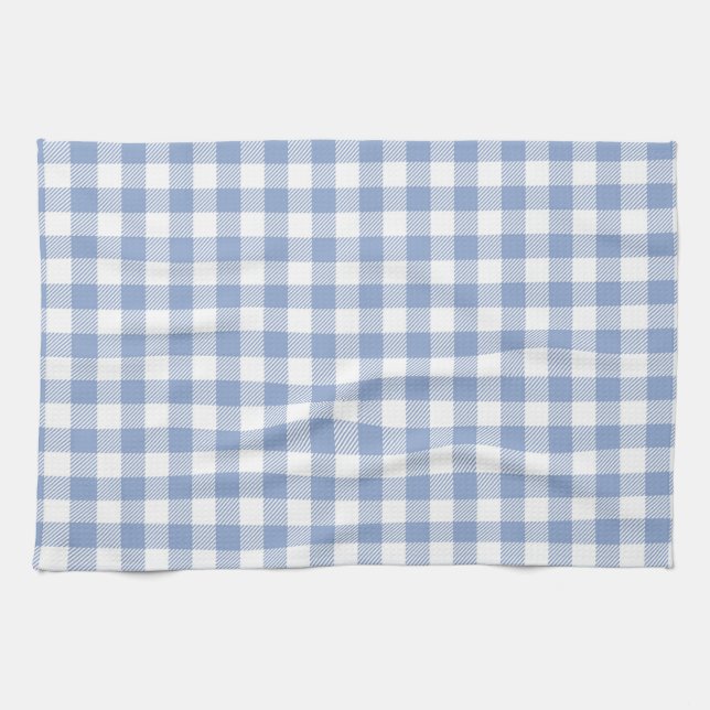 Paño De Cocina Patrón clásico de gingham azul claro con estampado (Horizontal)