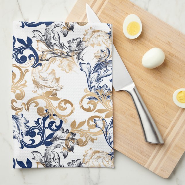 Paño De Cocina Patrón Clásico Retro de Estilo Barroco (Doblado Cuarto)