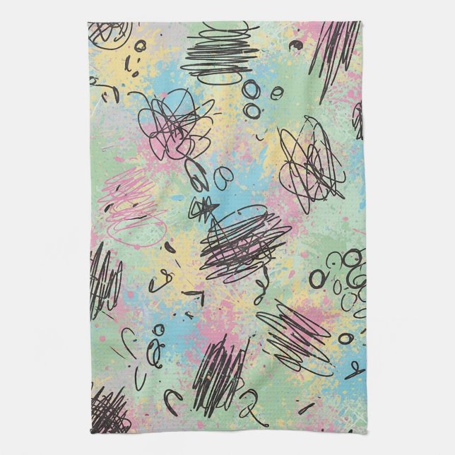 Paño De Cocina Patrón Colorido de Grafiti Urbano (4) (Vertical)