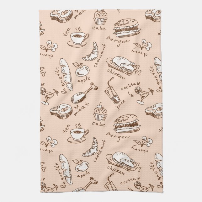 Paño De Cocina Patrón con alimento (Vertical)