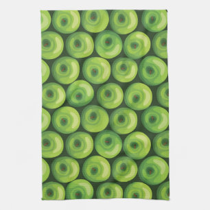 Paño De Cocina Patrón con manzanas verdes
