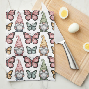 Paño De Cocina Patrón continuo con gnomos y mariposas