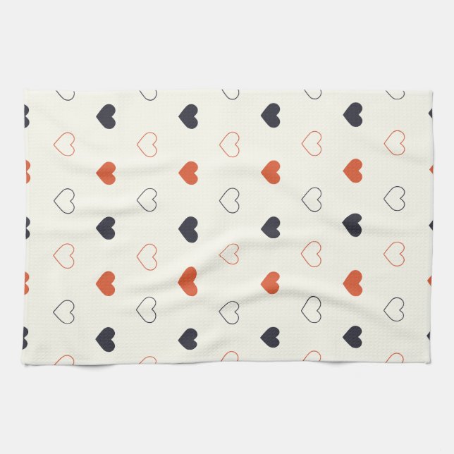 Paño De Cocina Patrón continuo de corazón simple lindo (Horizontal)