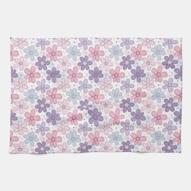 Paño De Cocina Patrón continuo de flores Y2K (Horizontal)