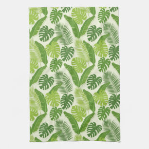 Paño De Cocina Patrón continuo de hojas tropicales y Monstera