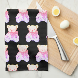Paño De Cocina Patrón continuo de osito de peluche pastel espeluz