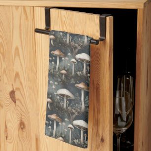 Paño De Cocina Patrón Cottagecore de Champiñón Oscuro