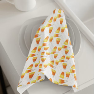 Paño De Cocina Patrón de acuarela de maíz de caramelo de Hallowee