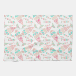 Paño De Cocina Patrón de acuarela de peces náuticos Pastel |