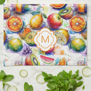 Paño De Cocina Patrón de acuarela de punzonado de frutas Personal