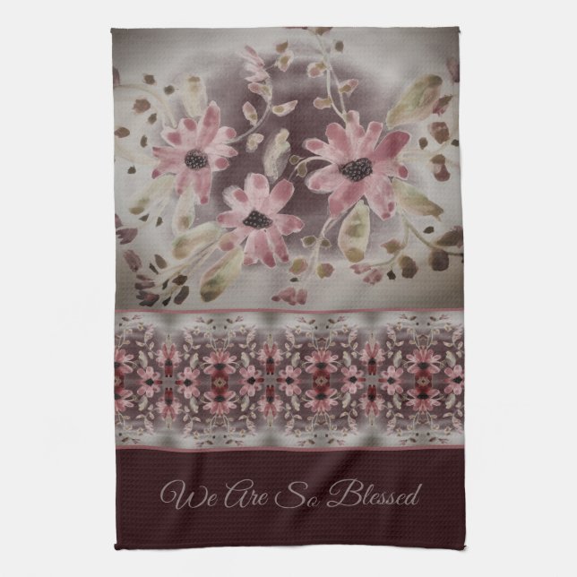 Paño De Cocina Patrón de acuarela floral (Vertical)