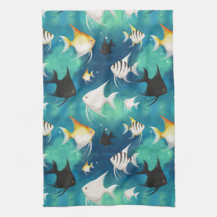 Paño De Cocina Patrón de acuario de peces angulares