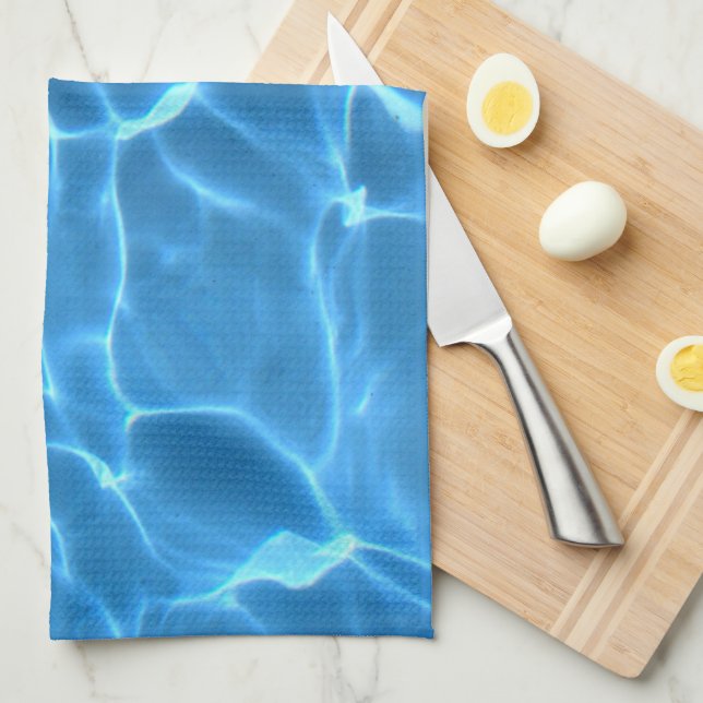 Paño De Cocina Patrón de agua de la piscina azul (Doblado Cuarto)