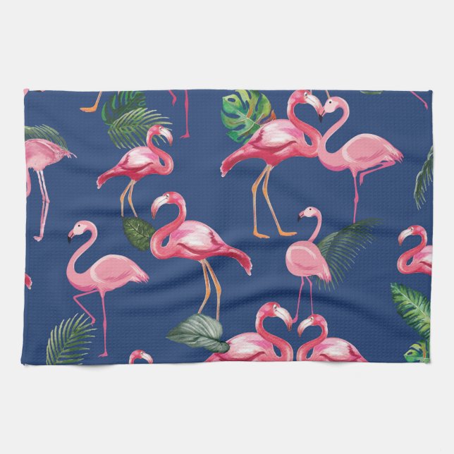 Paño De Cocina Patrón de amor de flamencos 2 (Horizontal)