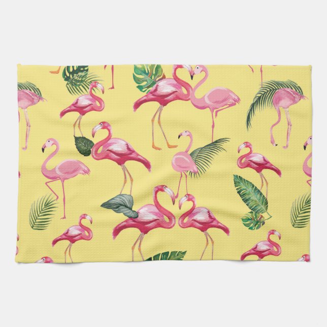 Paño De Cocina Patrón de amor de flamencos 3 (Horizontal)