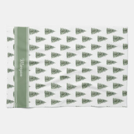 Paño De Cocina Patrón de árbol de navidad de color de agua nevada