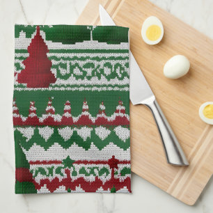 Paño De Cocina patrón de árbol de Navidad de punto