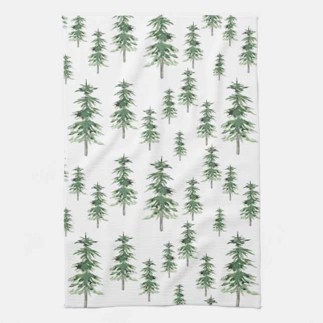 Paño De Cocina Patrón de árbol de pino acuático (Vertical)
