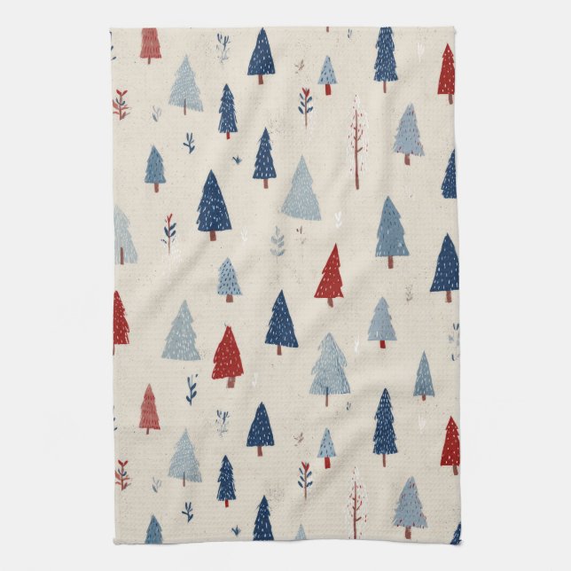 Paño De Cocina Patrón de árbol forestal rústico moderno (Vertical)