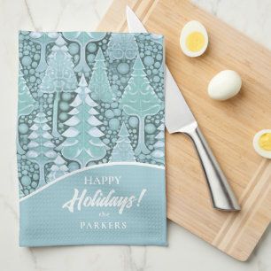 Paño De Cocina Patrón de árboles de navidad costeros estilizados 