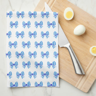 Paño De Cocina Patrón de arco de gingham azul-blanco