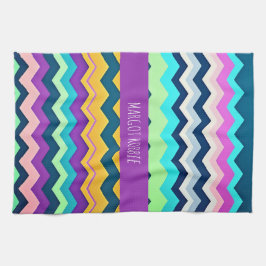 Paño De Cocina Patrón de arcoiris pastel en zigzag