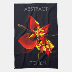 Paño De Cocina Patrón de arte abstracto moderno floral amarillo r