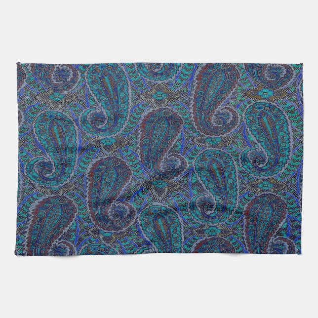 Paño De Cocina Patrón de arte del Boho indio azul Paisley