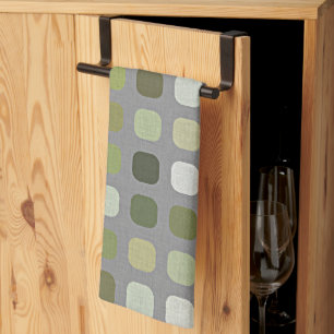 Paño De Cocina Patrón de arte Gris Sage Olive Green Round