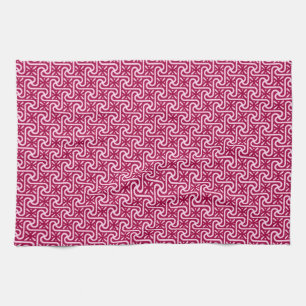 Paño De Cocina patrón de azulejo egipcio, burdeos y rosa