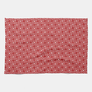 Paño De Cocina patrón de azulejo egipcio, rojo oscuro y blanco