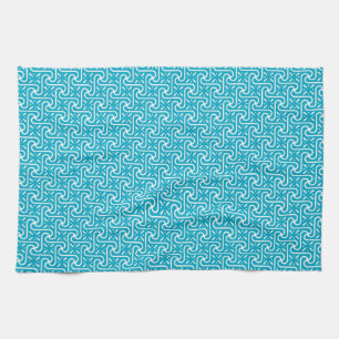 Paño De Cocina patrón de azulejo egipcio, turquesa y blanco