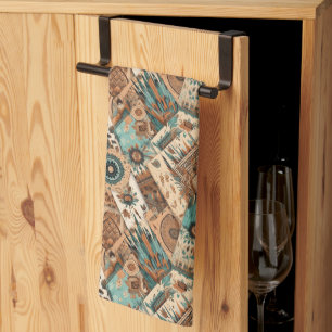 Paño De Cocina Patrón de baldosas del Boho Occidental