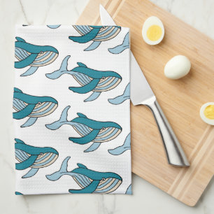 Paño De Cocina Patrón de ballena azul