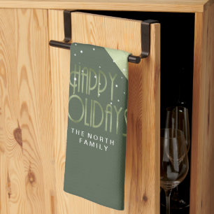 Paño De Cocina Patrón de banda de navidades ID862 verde/blanco